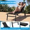 Black Metal Fabric Adjustable Chaise Lounge Chair with Wheels